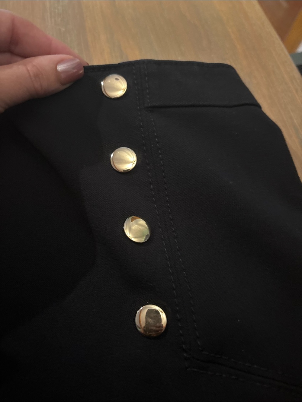 Ann Taylor Black Sailor-Style High-Waist Button Pencil Skirt (25" Length) - Picture 12 of 14